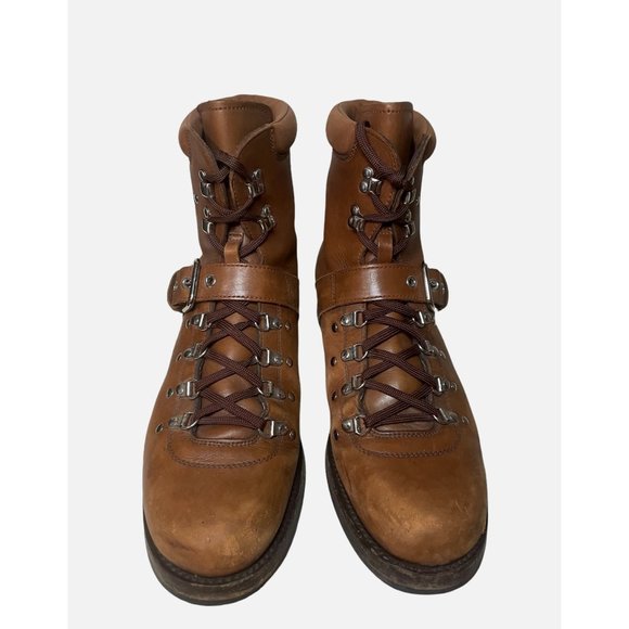 Mens Prada Brown Leather Combat Moto Boots size Prada US 13 - Picture 5 of 10